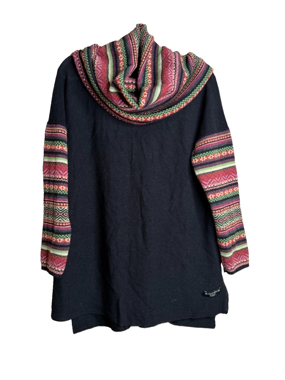 AlpandinA 100% Baby Alpaca Peruvian Geo Cowl Neck Tunic Sweater Long Sleeves OS